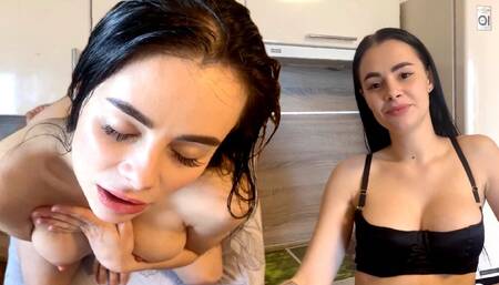 Long and juicy blowjob from a beauty with big tits