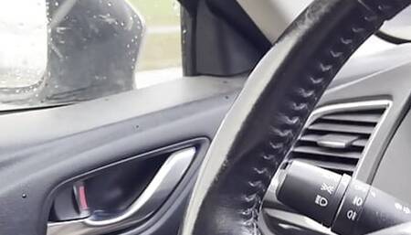 Boy without Jeans in a car in public