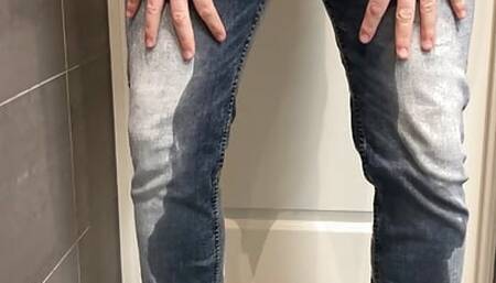 Huge jeans piss