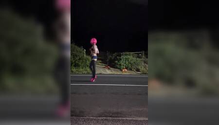 Dani the sexy girl playing on the road!!