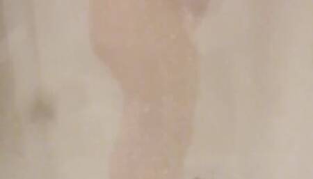 A girl with a PLAYBOY body who likes to show off in the hotel shower