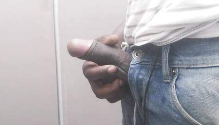 Zip opened and playing with his cock