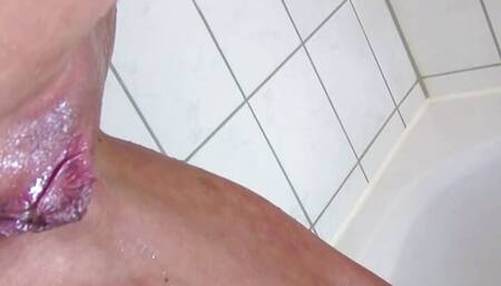 German blonde girlfriend make amateur anal POV in shower