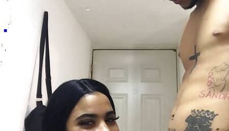 Wife gives rich blowjob to her husband Deep Throat