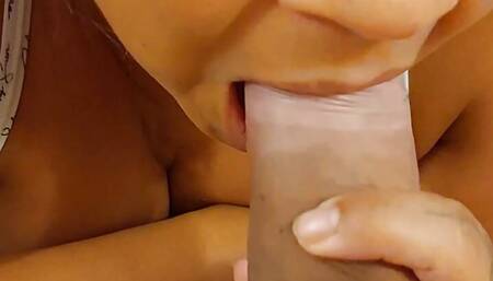 I start with a footjob and end with a delicious blowjob until he cums inside my mouth