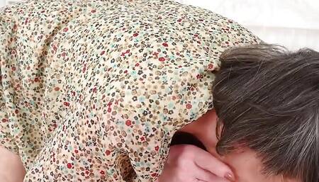 AuntJudysXXX - 76yo Busty BBW GILF Sharon Catches Her Step-grandson Masturbating