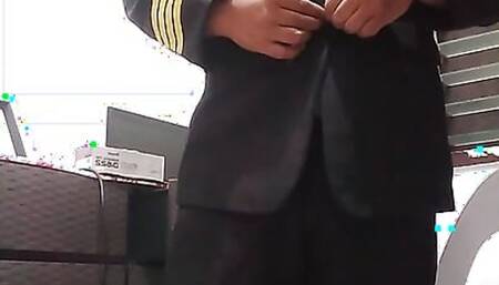 Pilot shows his big fuck ass in camera after flight training