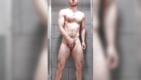 FTM boy pissing in the shower