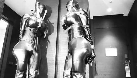 Black latex sissy slave doll gets stuck in selfbondage