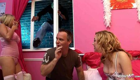 Step-Daugther Pippa and her BGF Romana have Foursome Swinger Sex at Overnight