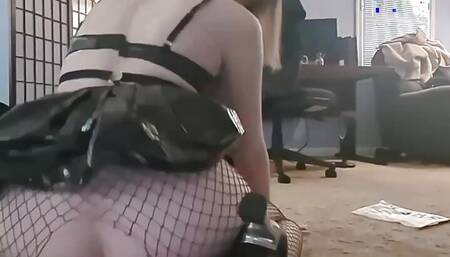 Femboy in Latex Rides Bad Dragon