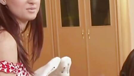 Girls Sleepover Turns Into Gigantic Orgy Fest with Fingering and Dildos All Over Teh Place