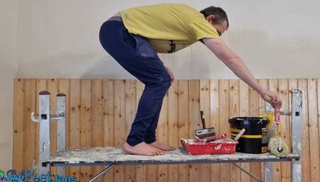 Chris Painting The Gym Barefoot With Dirty Soles