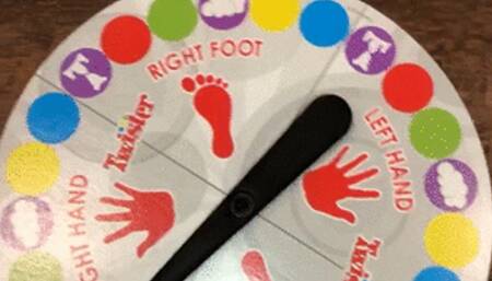 Scarlet Pees Her Shiny Spandex Pants Playing a Workout Game!