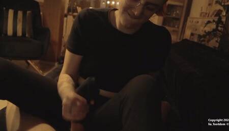 First blowjob, handjob and footjob in one video (Full-HD)