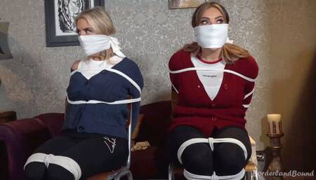 Charley & Brook in: Prolonged Jumbo Cloth Gag Stiflings for Extra-Bratty Warm-Up Chicks as Paranoid Burglar Rips Through the House! (HD)