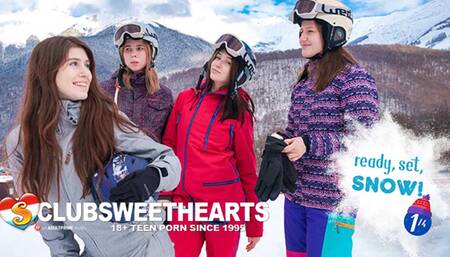 Ready, Set, Snow! Lesbian Foursome for ClubSweethearts
