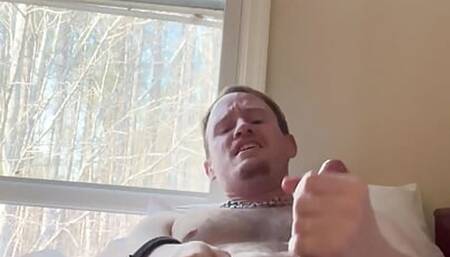 Verbal white jock beats off showing pink cock and butthole