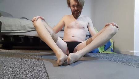 Masturbation lover - self suck with streams of saliva