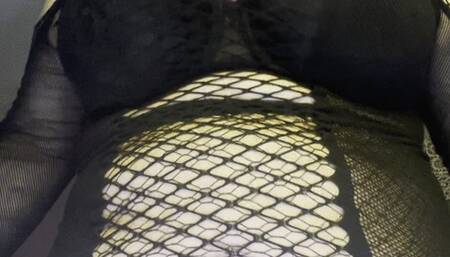 Huge natural breast play standing up