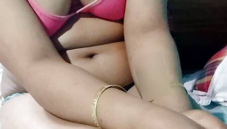 Girl masturbating alone at home.
