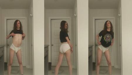 Weak Girly Femboy Exposed Wearing Tighty Whities