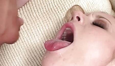 Brittney uses a dildo to get her pussy nice and wet for big cock penetration