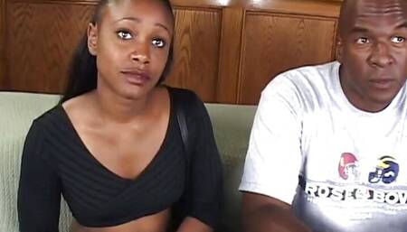 Young black woman fucks and receives cum on her face