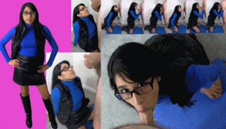 Ranch Mistress eRica deep throats a cock and gets a cum all over her sweater & face!