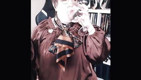 The doll is drinking some nice self made juices