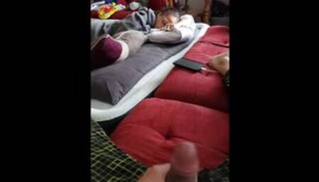 Covid got me Bored so I Started jerking off in front of my mother in law