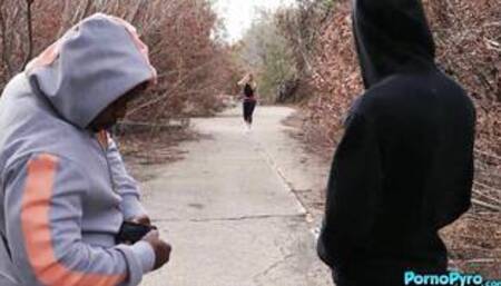Teen Hiker Leah Lee Fucks Two Strange Black Dudes