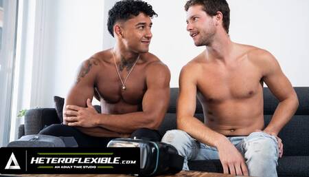 HETEROFLEXIBLE - Str8 Benjamin Blue Tries VR Porn With Buddy Kenzo Alvarez, Decides To Ride His Cock