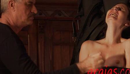 Submissive Amateur Milf Fixed to Torment Cross