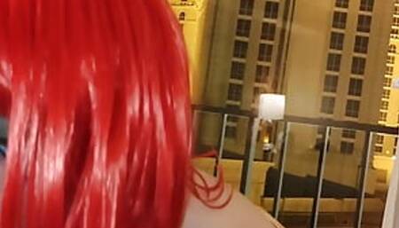 Latina slut "Throatzilla" throats a huge rubber Dong
