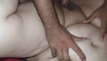 A Chubby wife is fucked under her bull husband.