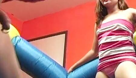 Playing box with her horny slave