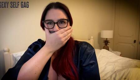 Lacey - Sexy Self Gag ( Clear Tape Gag , Scarf Gag , Duct Tape Gag , Huge Mouth Stuffing )