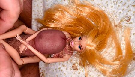 Small Penis Rubbing, Fucking, Cumming And Pissing On Barbie Doll