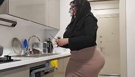 My stepmother's thong doesn't fit her big ass.
