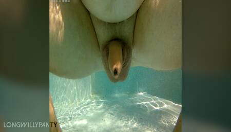 In the pool with my cock out and getting blown by the jets
