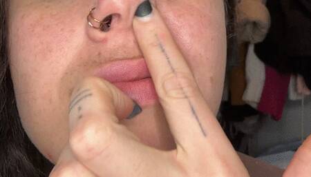 Sammie loves picking her nose