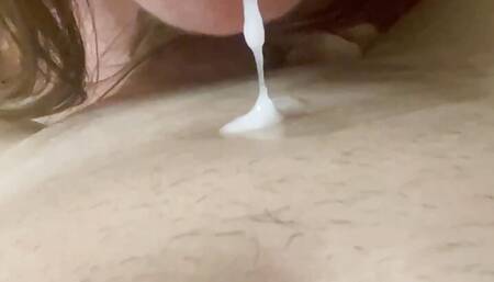 horny whore masturbates with a stranger and it's his cum, cheating,wife masturbating and eating cum,nasty slut eating cum,swallo