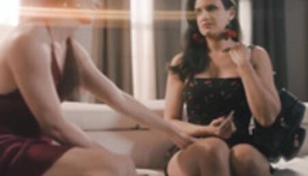 Skinny Ts fucks her busty friends pussy