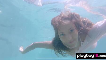 Naked Russian teasing under the water