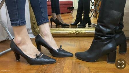 TWO GIRLS TOE TAPPING AND HEEL TAPPING IN BOOTS AND HEELS - MP4 HD