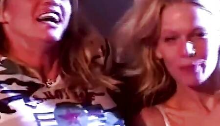 Big Fake Jugs on a Blonde Bimbo Have Fun with Two Small Tits Lesbian Friends