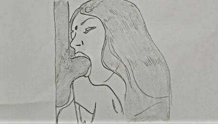 Sketch Drawing Beemar pati ke liye randi ban kar chudi