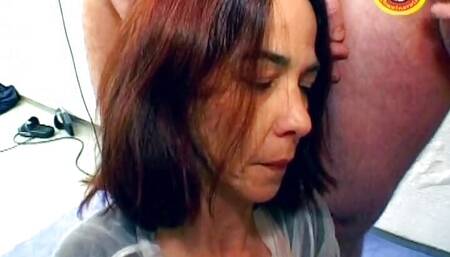 Brunette lady from Germany has all the cum that she needs