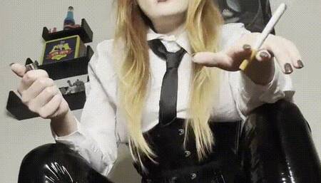 Boot cleaning domination & sexy smoking